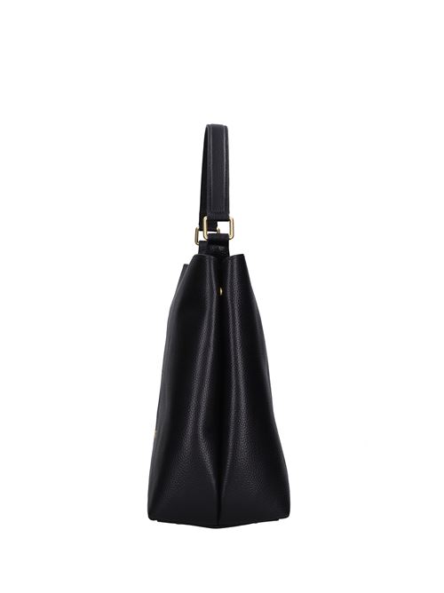 Borsa drilled logo hook in pelle LA CARRIE | 142P-DB-150-TBLNERO